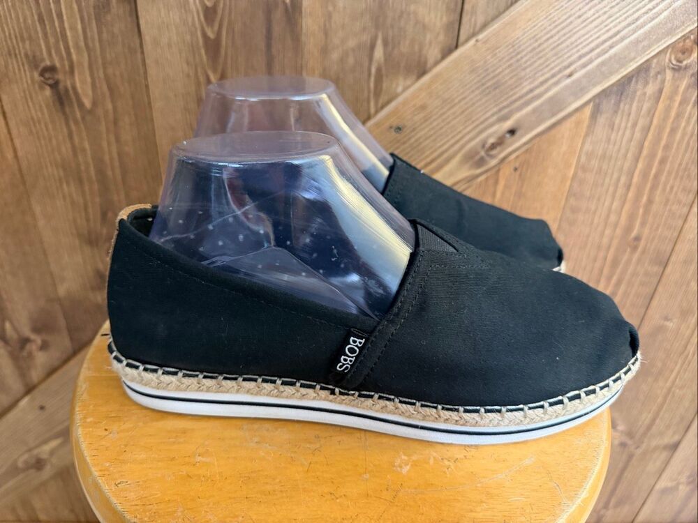 BOBS from Skechers Women’s Black Espadrille Slip-On Shoes – Size 9